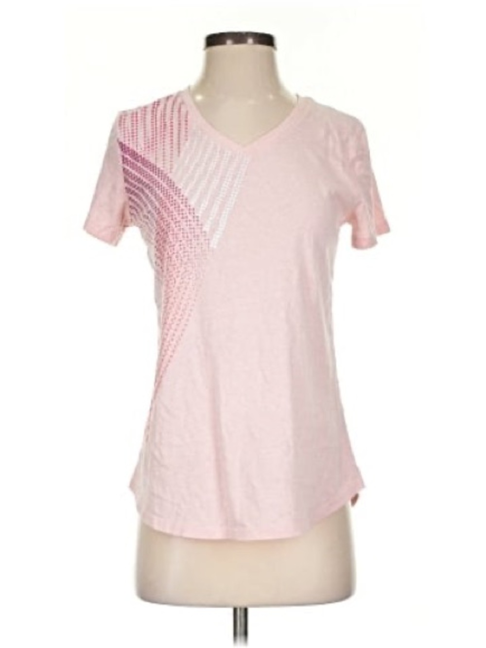 tek gear Light Pink V-Neck Short Sleeve Tee with Subtle Graphic
